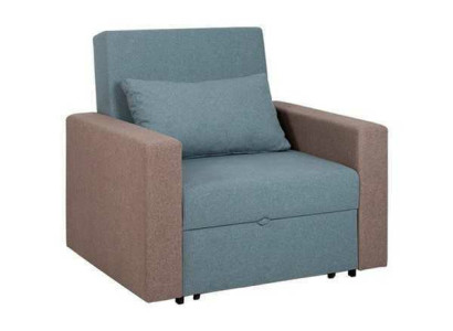 Blue armchair bed function living room single seater relax luxury club chair